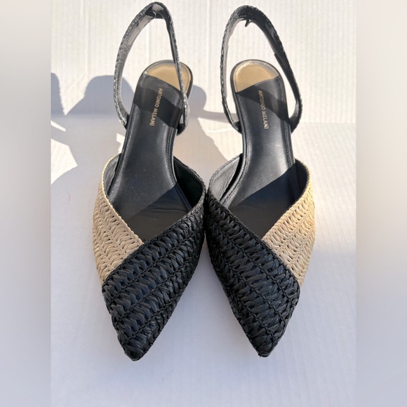 Antonio Melani  Size 10M Tan and Blqck Kitten Herl Shoes - Picture 1 of 8